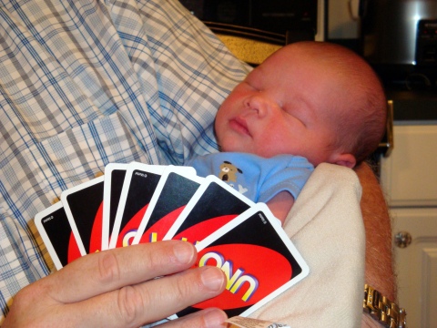 Kellen's first game of Uno